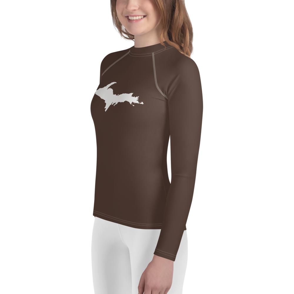 Michigan Upper Peninsula Rash Guard (w/ UP Outline) | Youth - Hickory Color