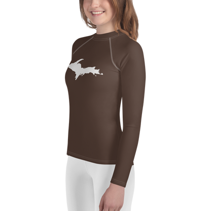 Michigan Upper Peninsula Rash Guard (w/ UP Outline) | Youth - Hickory Color