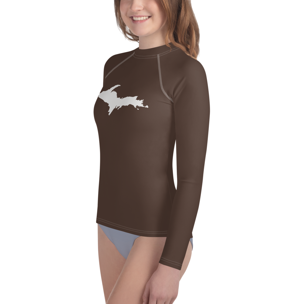 Michigan Upper Peninsula Rash Guard (w/ UP Outline) | Youth - Hickory Color