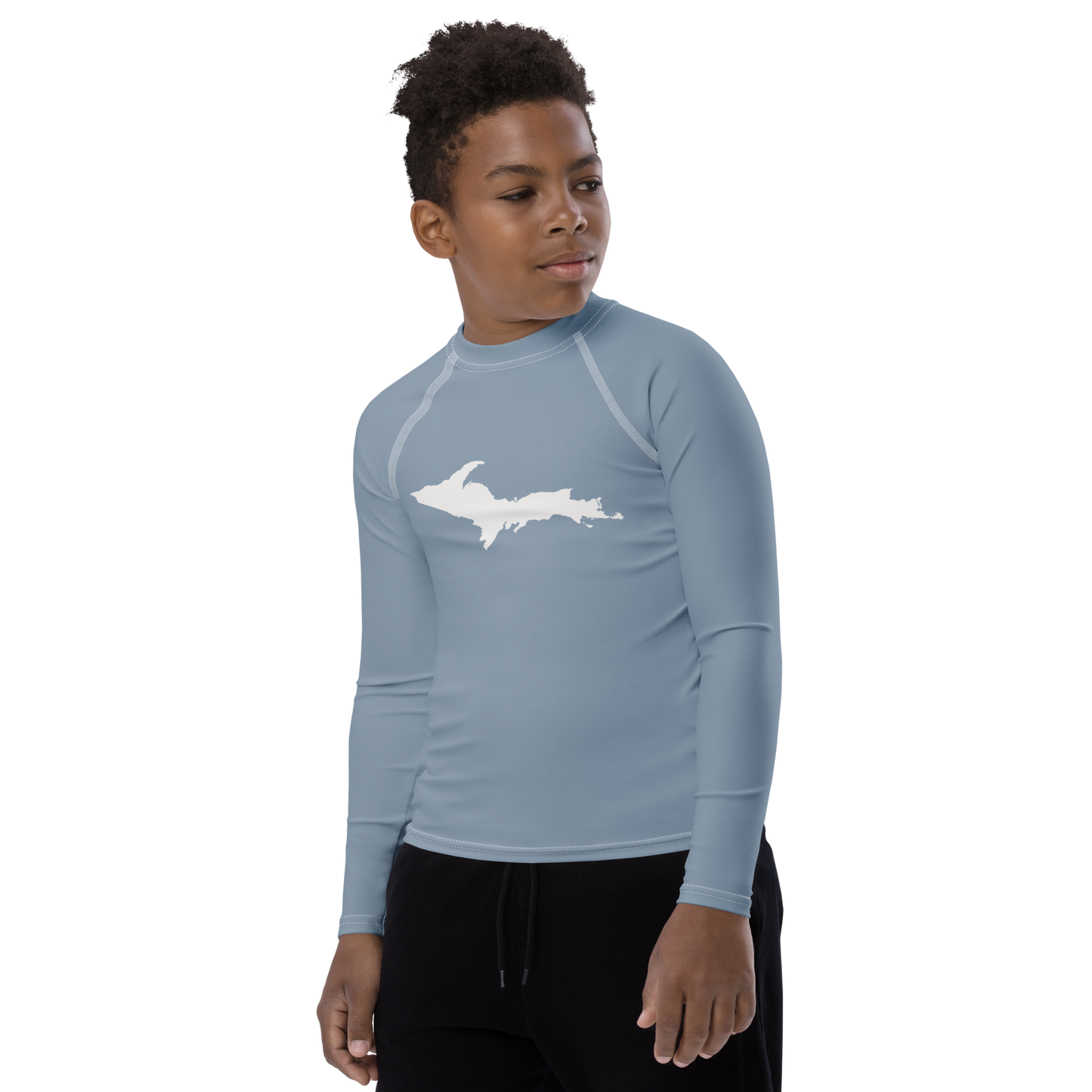 Michigan Upper Peninsula Rash Guard (w/ UP Outline) | Youth - B-24 Grey