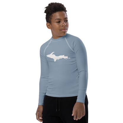 Michigan Upper Peninsula Rash Guard (w/ UP Outline) | Youth - B-24 Grey