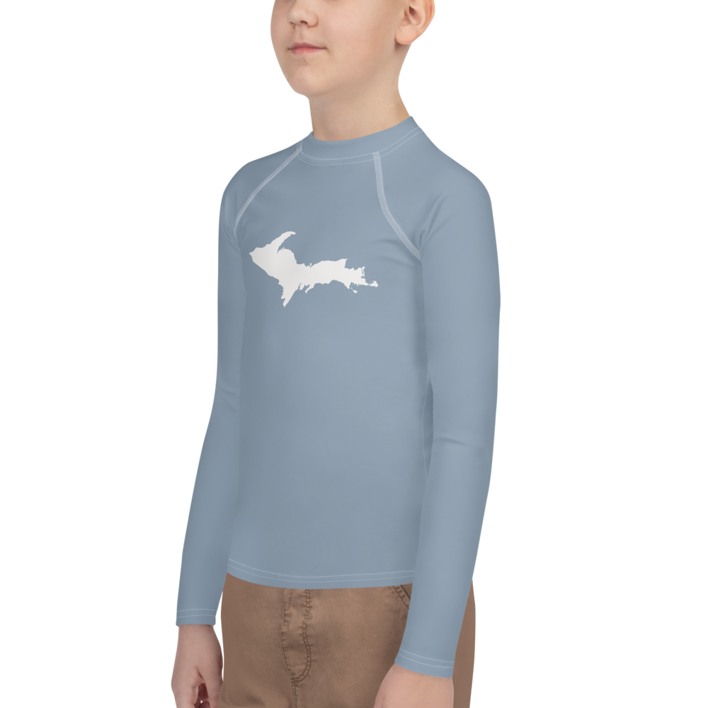 Michigan Upper Peninsula Rash Guard (w/ UP Outline) | Youth - B-24 Grey