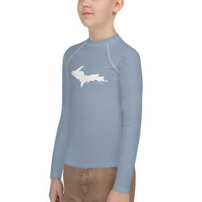 Michigan Upper Peninsula Rash Guard (w/ UP Outline) | Youth - B-24 Grey