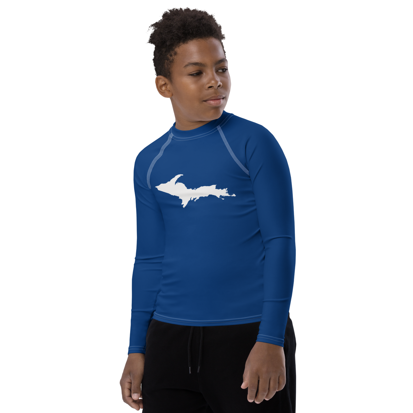 Michigan Upper Peninsula Rash Guard (w/ UP Outline) | Youth - Dearborn Blue