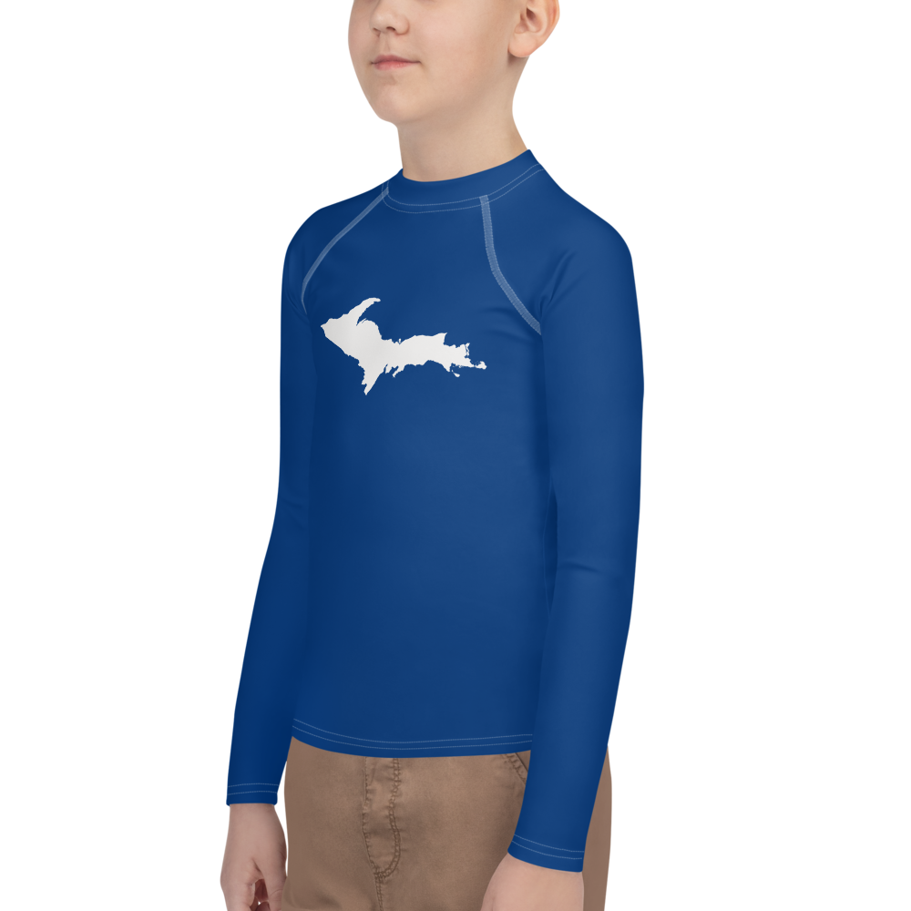 Michigan Upper Peninsula Rash Guard (w/ UP Outline) | Youth - Dearborn Blue