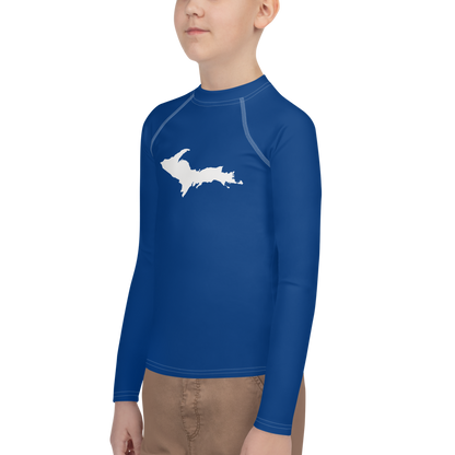 Michigan Upper Peninsula Rash Guard (w/ UP Outline) | Youth - Dearborn Blue