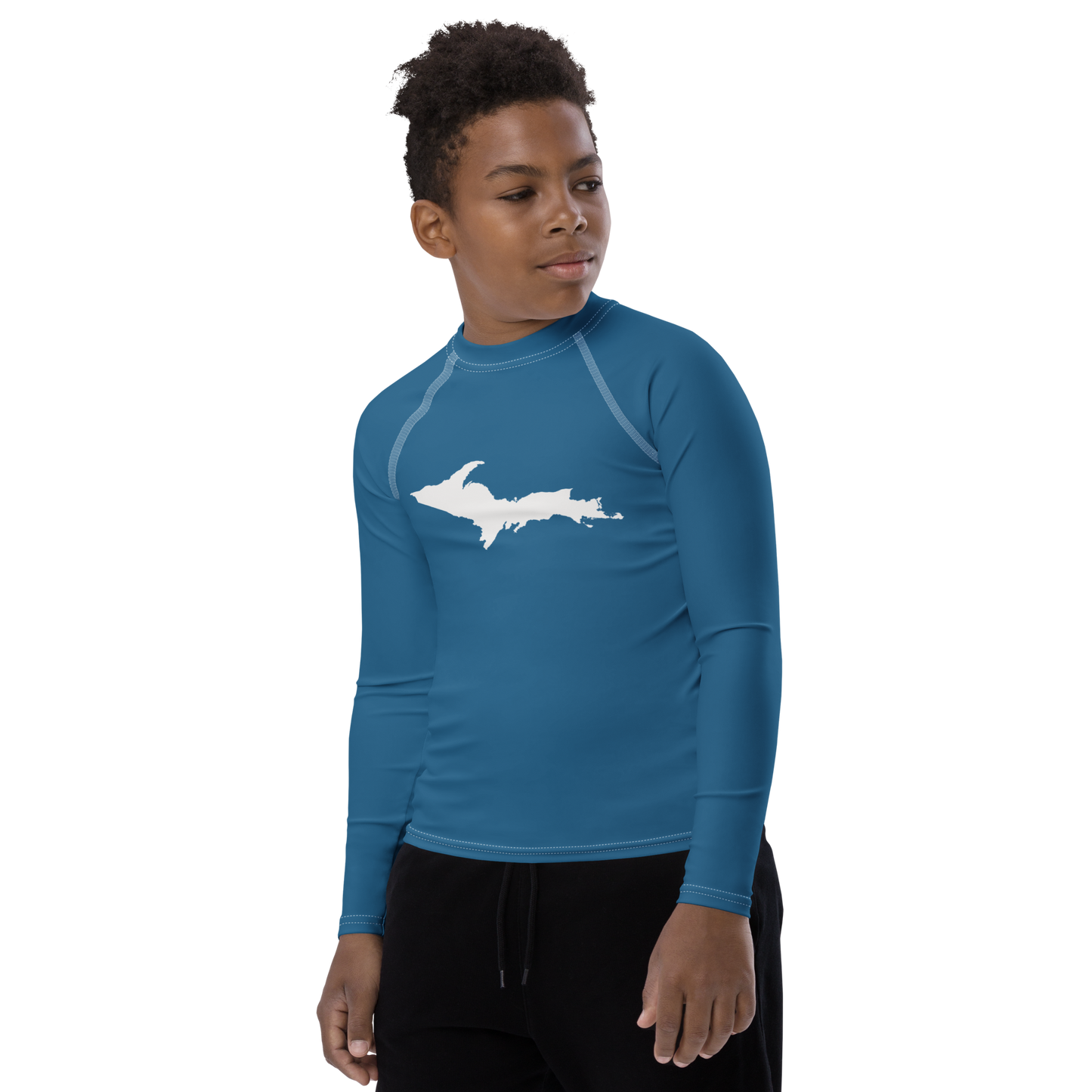 Michigan Upper Peninsula Rash Guard (w/ UP Outline) | Youth - Blueberry