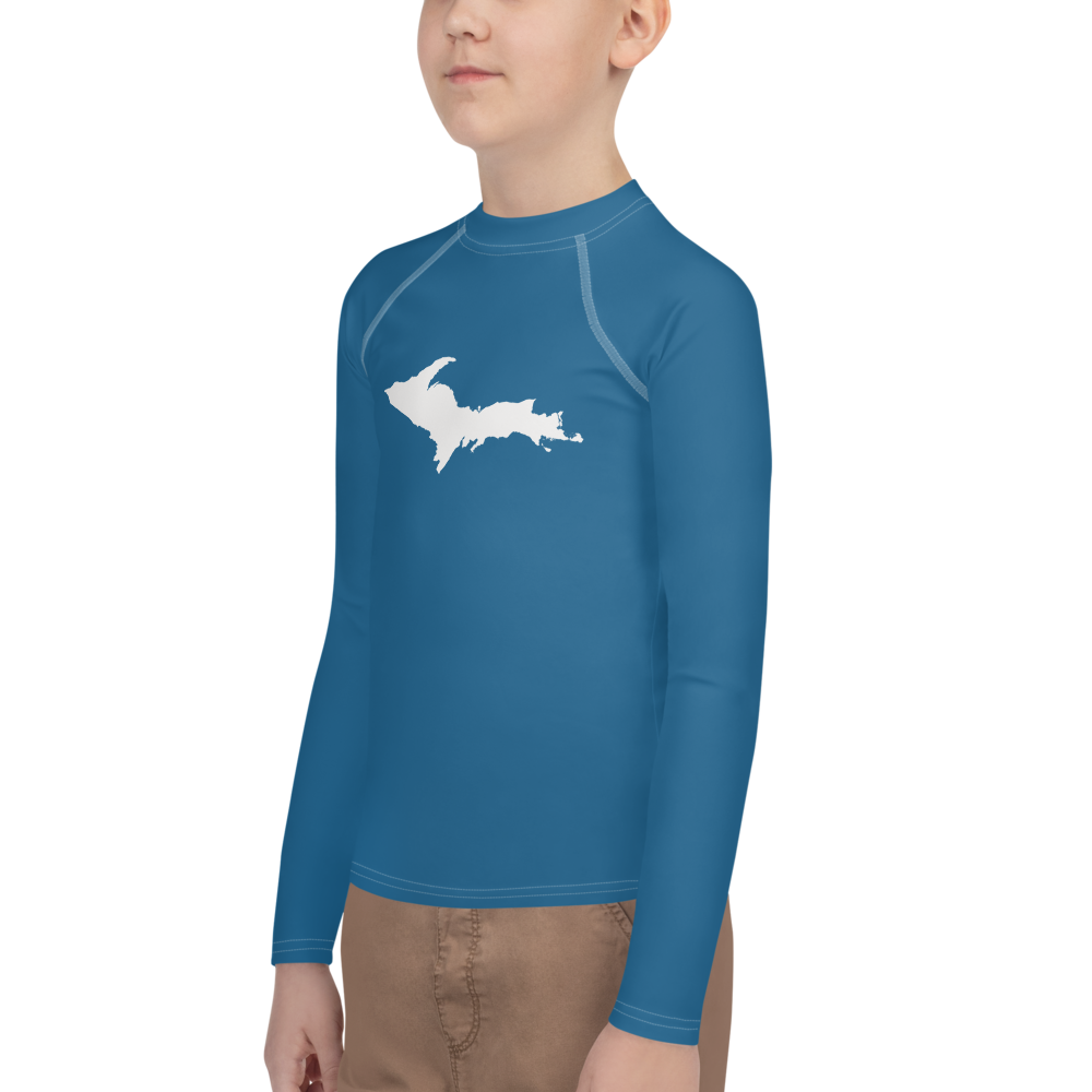 Michigan Upper Peninsula Rash Guard (w/ UP Outline) | Youth - Blueberry