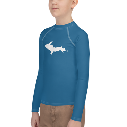 Michigan Upper Peninsula Rash Guard (w/ UP Outline) | Youth - Blueberry