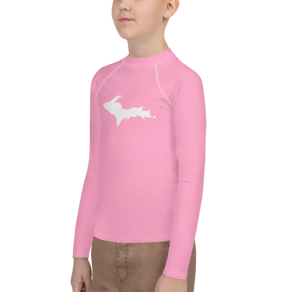 Michigan Upper Peninsula Rash Guard (w/ UP Outline) | Youth - '67 Caddie Pink