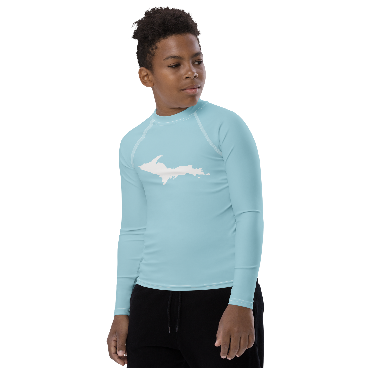 Michigan Upper Peninsula Rash Guard (w/ UP Outline) | Youth - '58 Caddie Blue