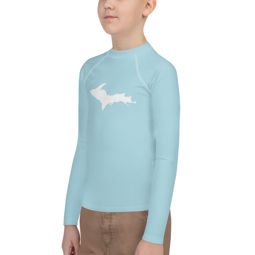 Michigan Upper Peninsula Rash Guard (w/ UP Outline) | Youth - '58 Caddie Blue