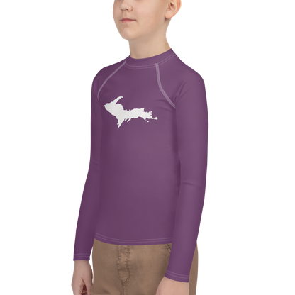 Michigan Upper Peninsula Rash Guard (w/ UP Outline) | Youth - Plum