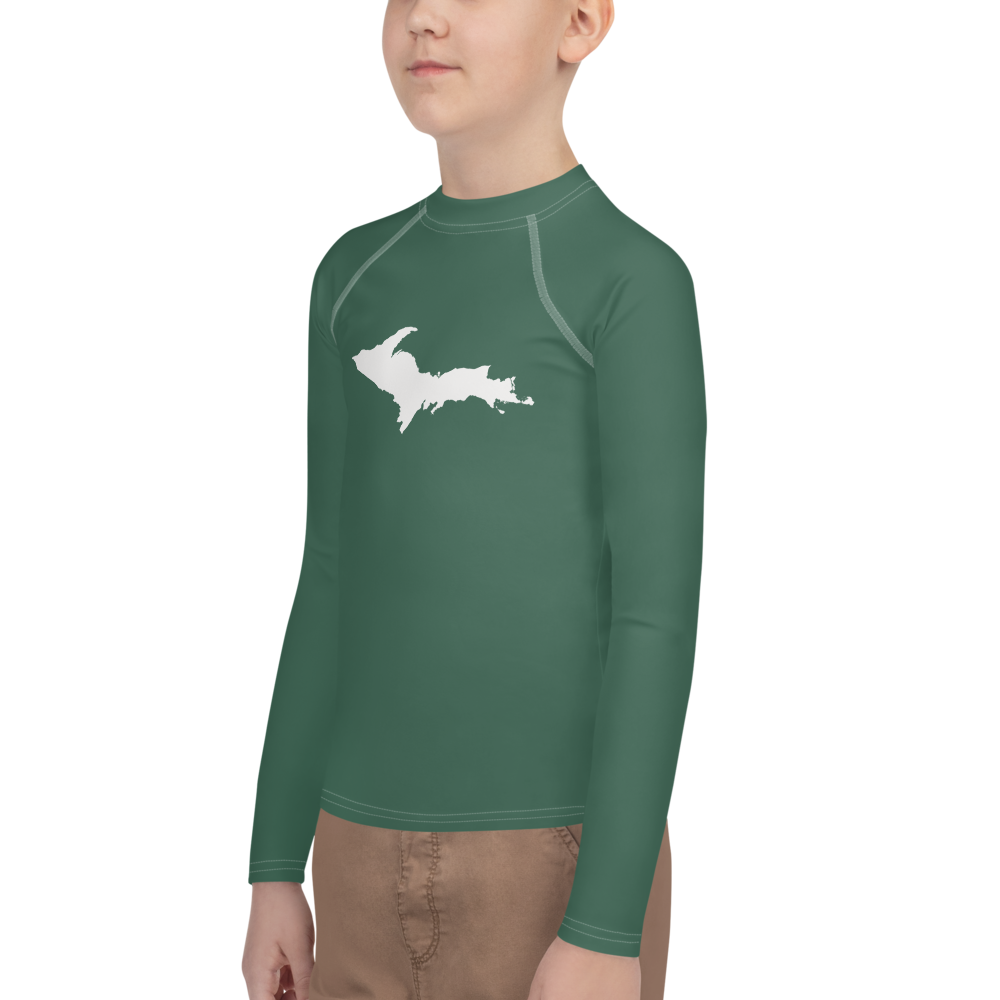 Michigan Upper Peninsula Rash Guard (w/ UP Outline) | Youth - Ginger Ale Green