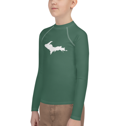 Michigan Upper Peninsula Rash Guard (w/ UP Outline) | Youth - Ginger Ale Green