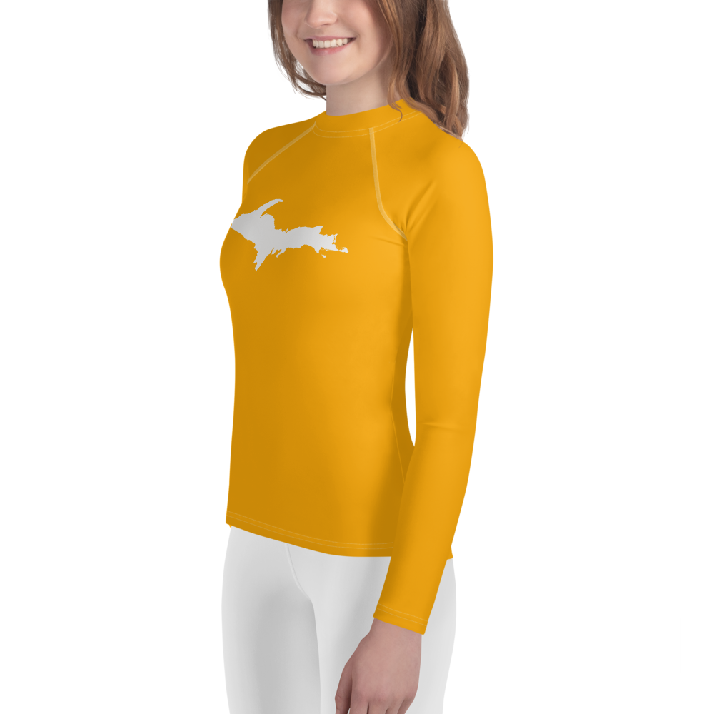 Michigan Upper Peninsula Rash Guard (w/ UP Outline) | Youth - Azure