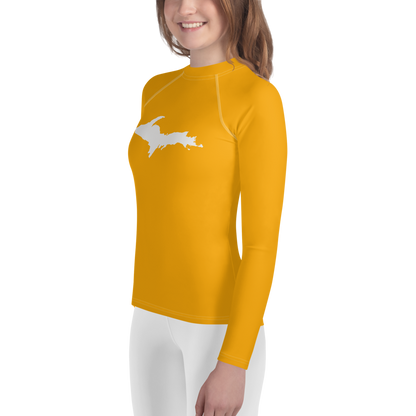 Michigan Upper Peninsula Rash Guard (w/ UP Outline) | Youth - Azure