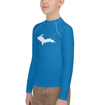 Michigan Upper Peninsula Rash Guard (w/ UP Outline) | Youth - Azure