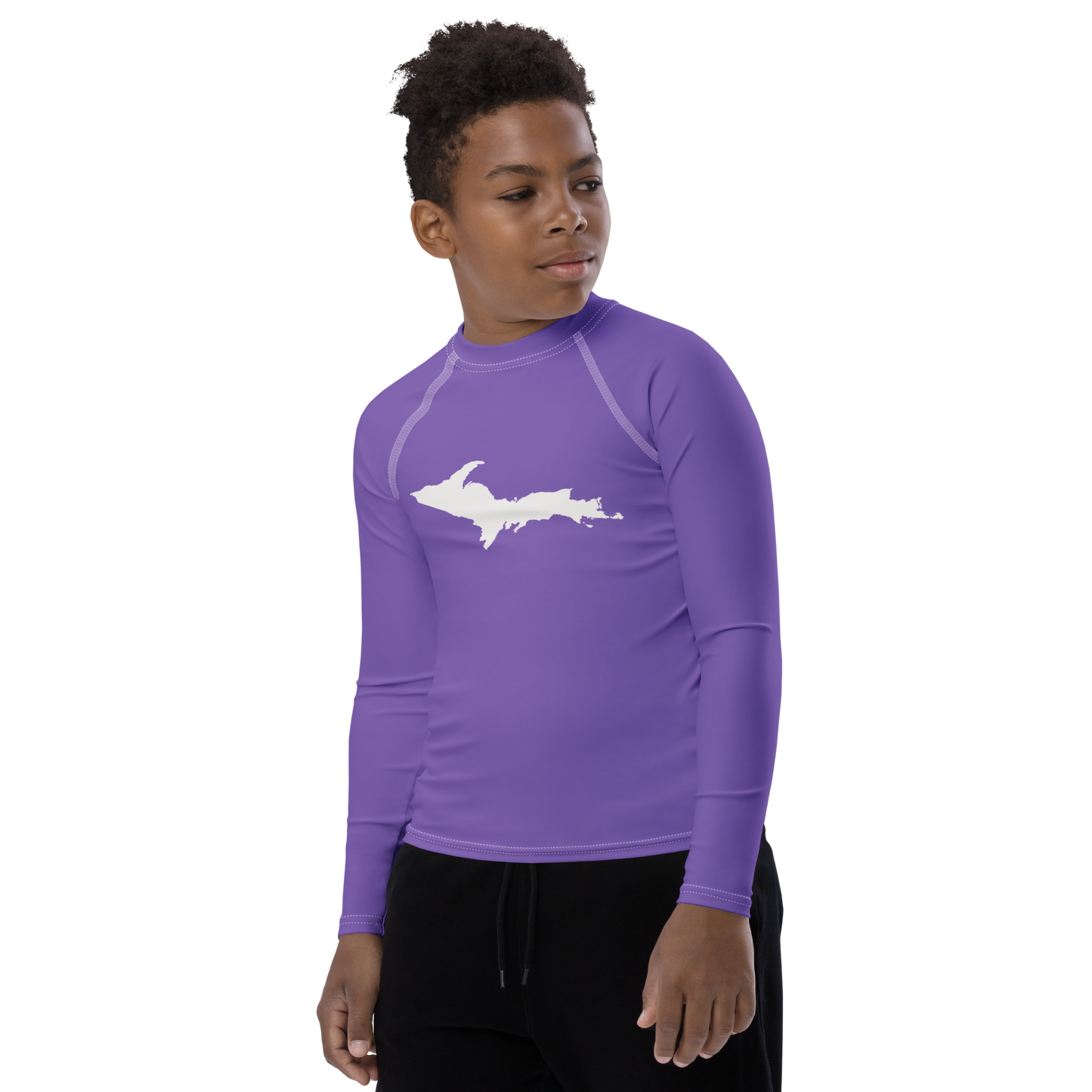 Michigan Upper Peninsula Rash Guard (w/ UP Outline) | Youth - Lake Iris