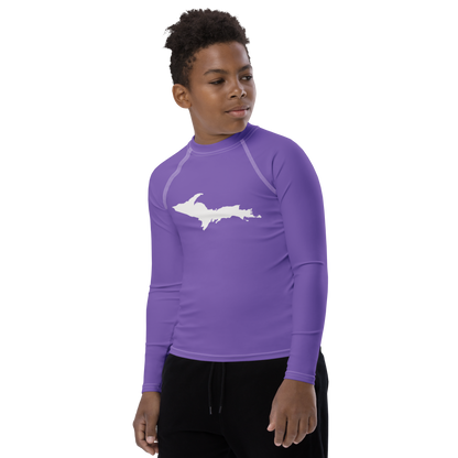 Michigan Upper Peninsula Rash Guard (w/ UP Outline) | Youth - Lake Iris