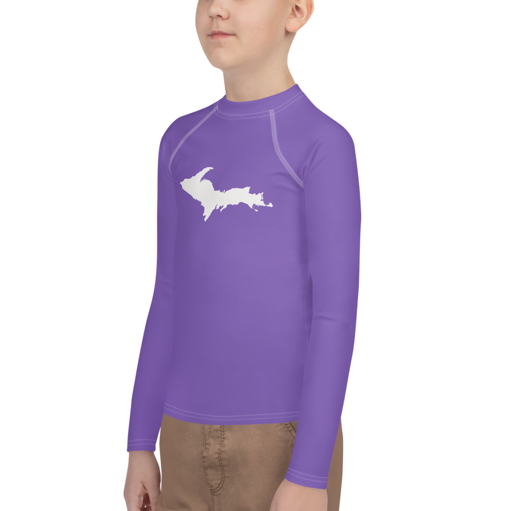 Michigan Upper Peninsula Rash Guard (w/ UP Outline) | Youth - Lake Iris