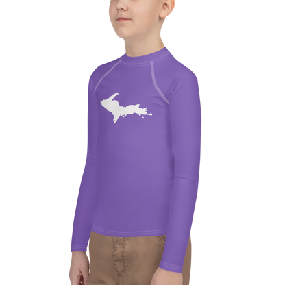 Michigan Upper Peninsula Rash Guard (w/ UP Outline) | Youth - Lake Iris