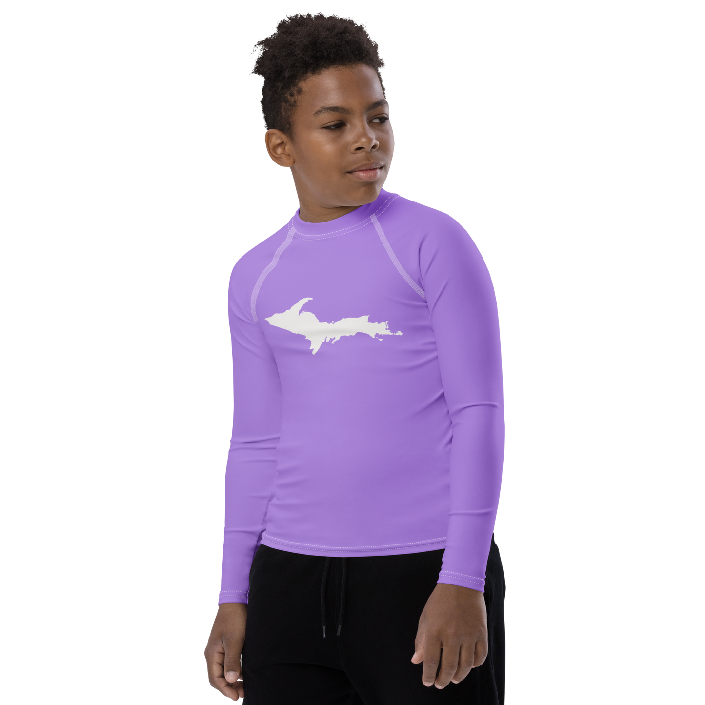 Michigan Upper Peninsula Rash Guard (w/ UP Outline) | Youth - Lavender