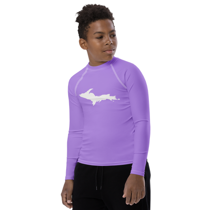 Michigan Upper Peninsula Rash Guard (w/ UP Outline) | Youth - Lavender