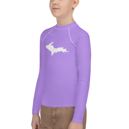 Michigan Upper Peninsula Rash Guard (w/ UP Outline) | Youth - Lavender