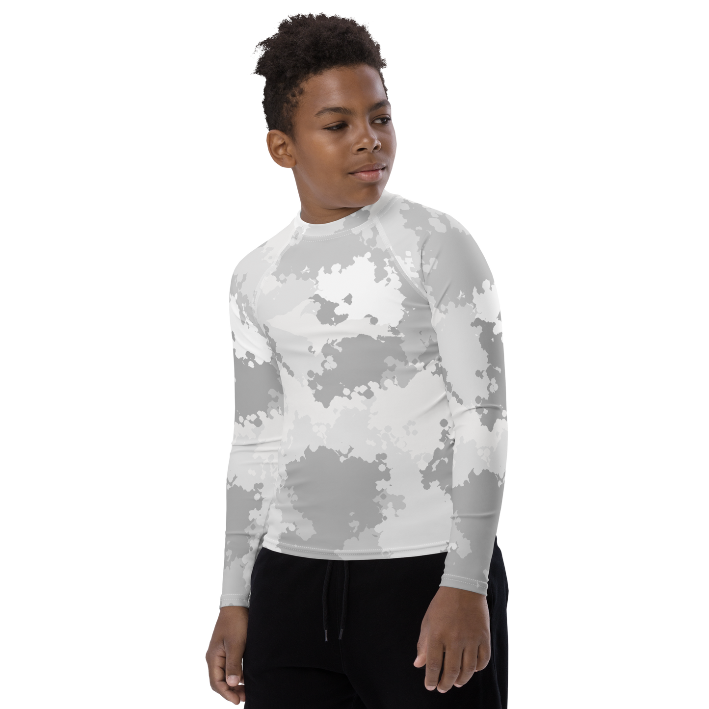 Michigan Upper Peninsula Rash Guard (w/ UP Outline) | Youth - Snow Camo