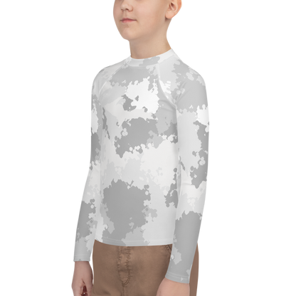 Michigan Upper Peninsula Rash Guard (w/ UP Outline) | Youth - Snow Camo