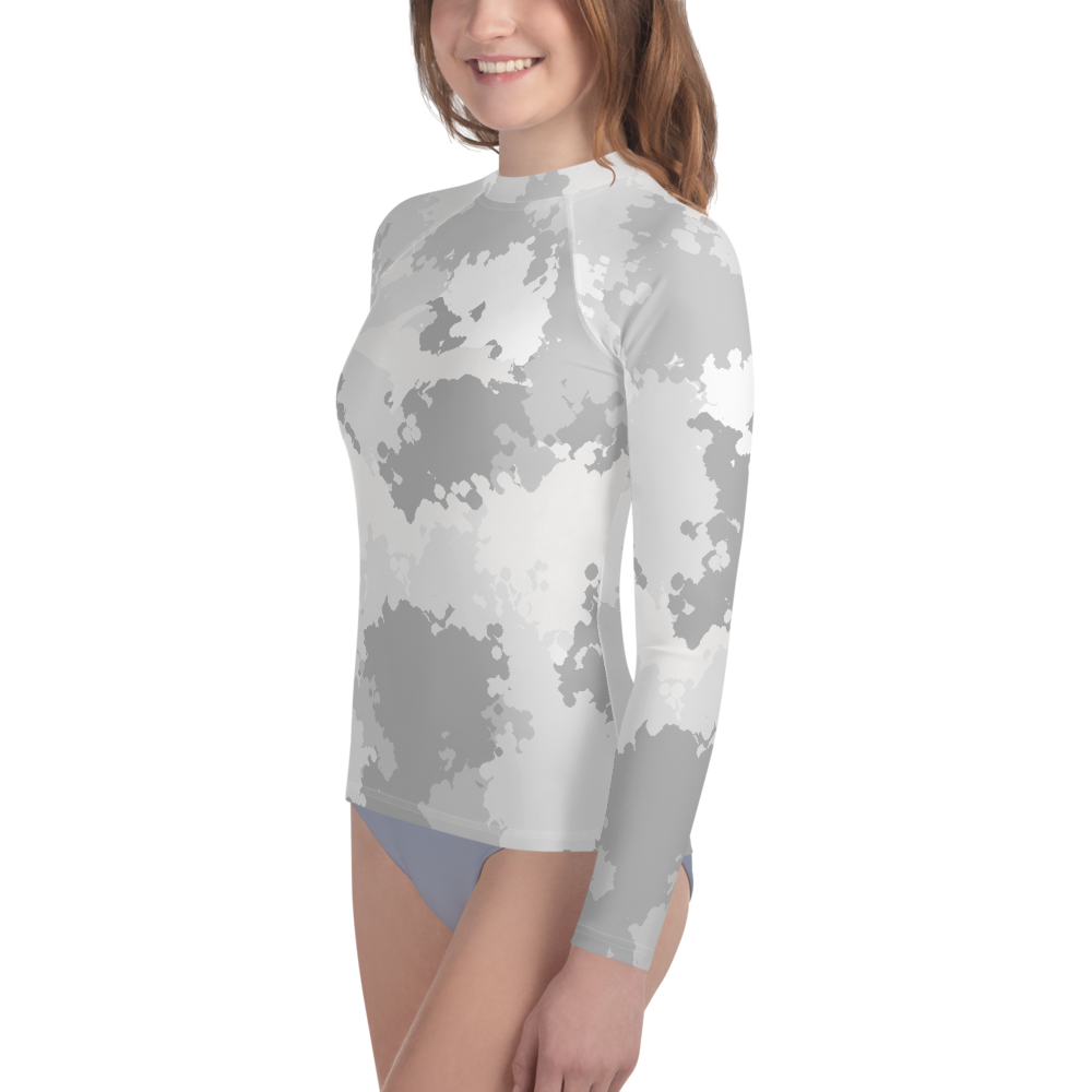 Michigan Upper Peninsula Rash Guard (w/ UP Outline) | Youth - Snow Camo