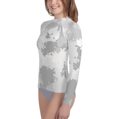 Michigan Upper Peninsula Rash Guard (w/ UP Outline) | Youth - Snow Camo