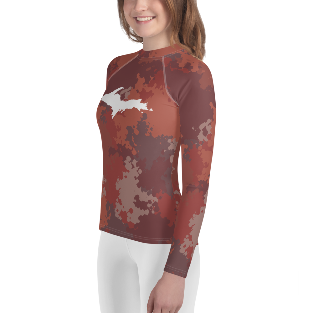 Michigan Upper Peninsula Rash Guard (w/ UP Outline) | Youth - Ore Dock Red