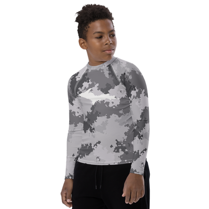 Michigan Upper Peninsula Rash Guard (w/ UP Outline) | Youth - Iron Ore Camo