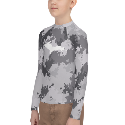 Michigan Upper Peninsula Rash Guard (w/ UP Outline) | Youth - Iron Ore Camo