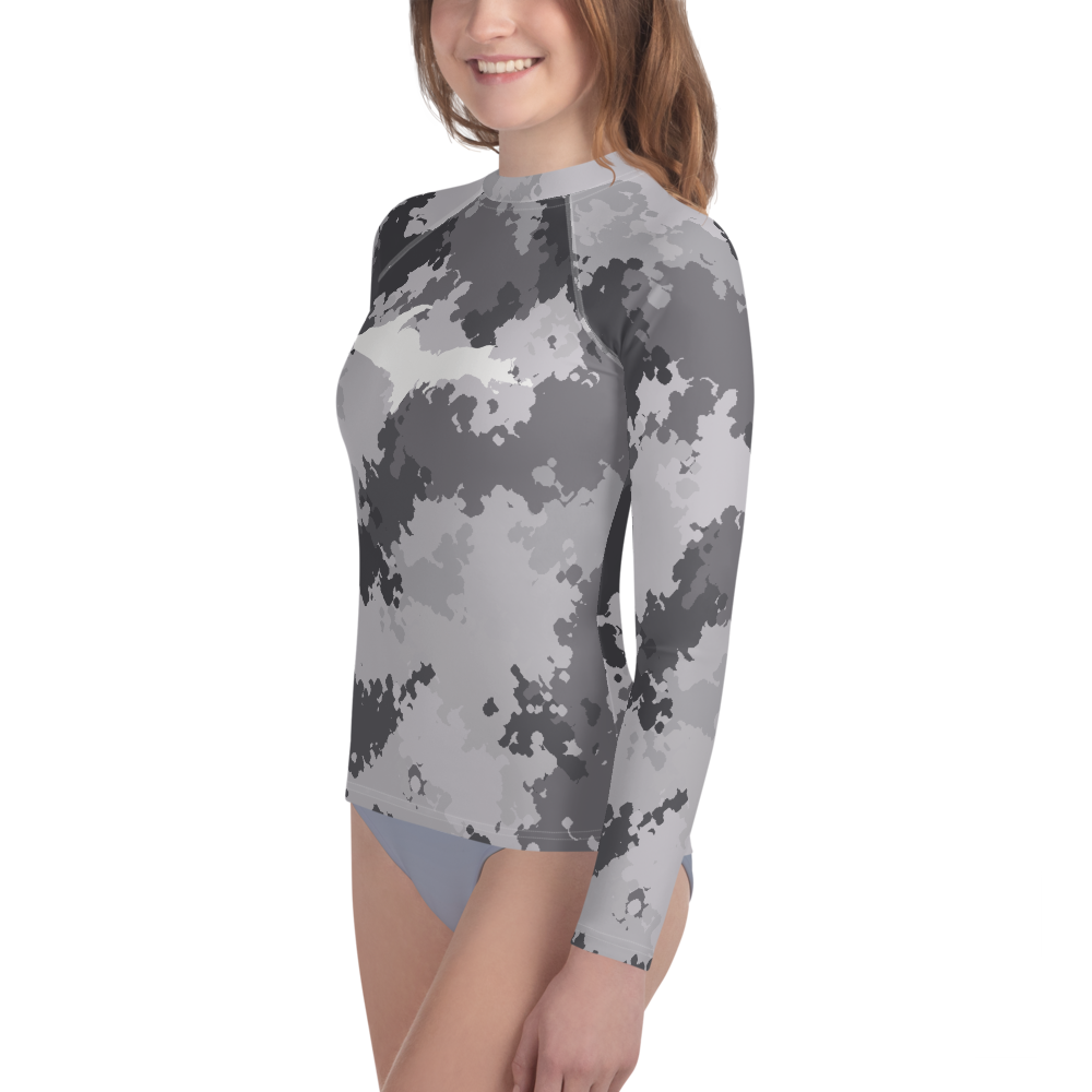 Michigan Upper Peninsula Rash Guard (w/ UP Outline) | Youth - Iron Ore Camo