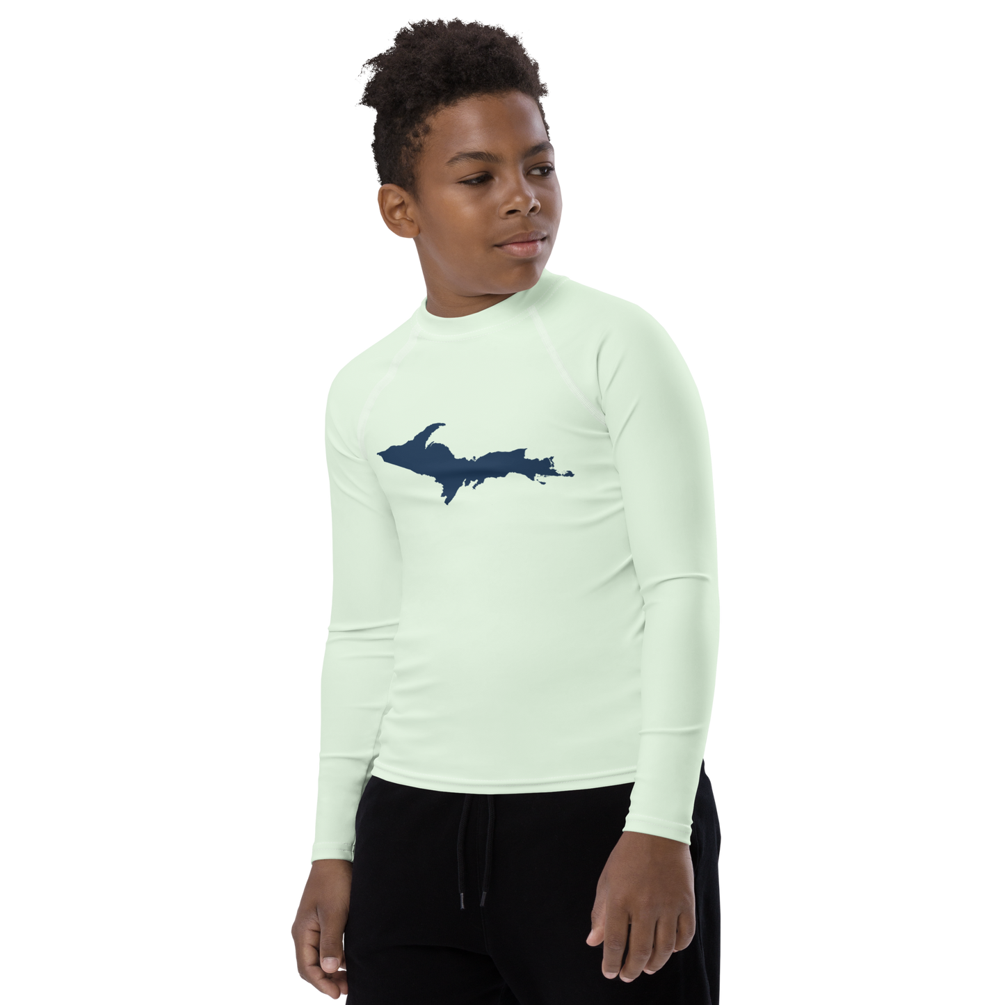 Michigan Upper Peninsula Rash Guard (w/ UP Outline) | Youth - Dew Green