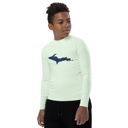 Michigan Upper Peninsula Rash Guard (w/ UP Outline) | Youth - Dew Green