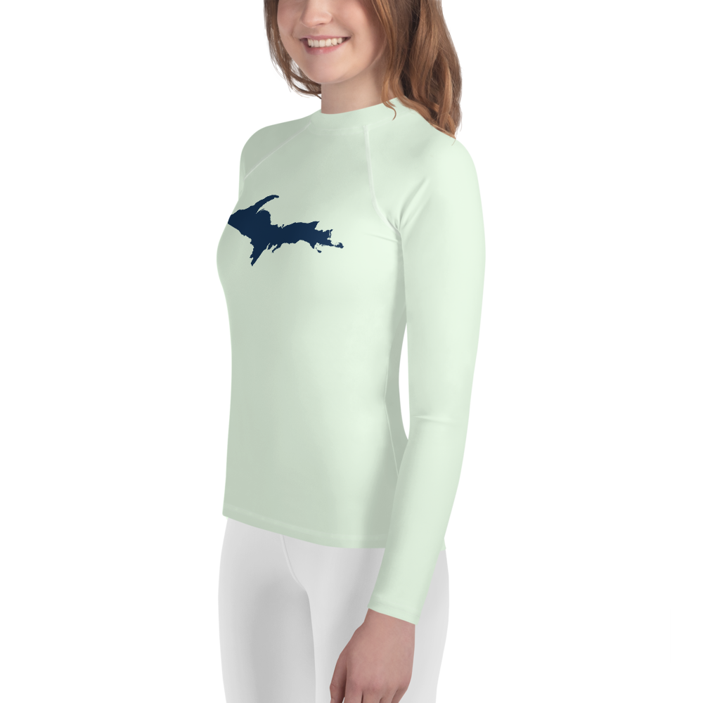 Michigan Upper Peninsula Rash Guard (w/ UP Outline) | Youth - Dew Green