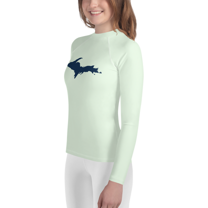 Michigan Upper Peninsula Rash Guard (w/ UP Outline) | Youth - Dew Green