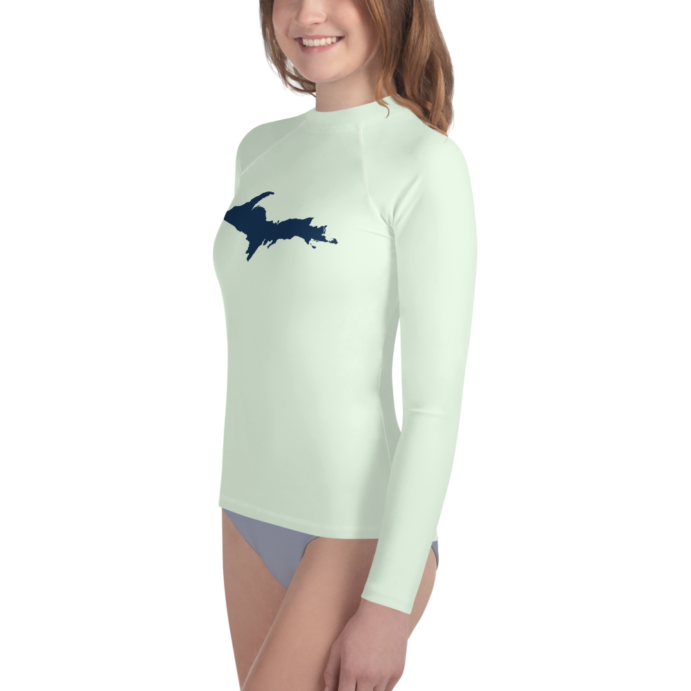 Michigan Upper Peninsula Rash Guard (w/ UP Outline) | Youth - Dew Green