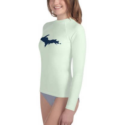 Michigan Upper Peninsula Rash Guard (w/ UP Outline) | Youth - Dew Green