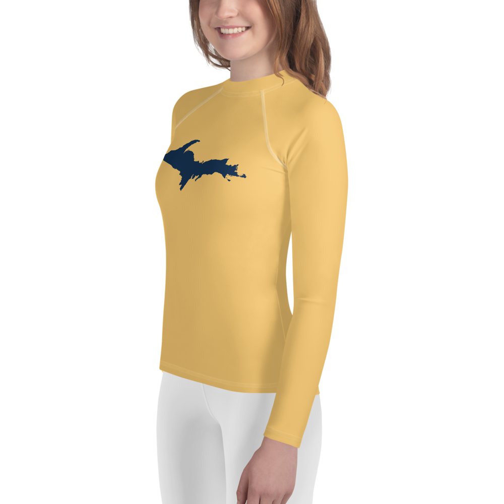 Michigan Upper Peninsula Rash Guard (w/ UP Outline) | Youth - Citrine