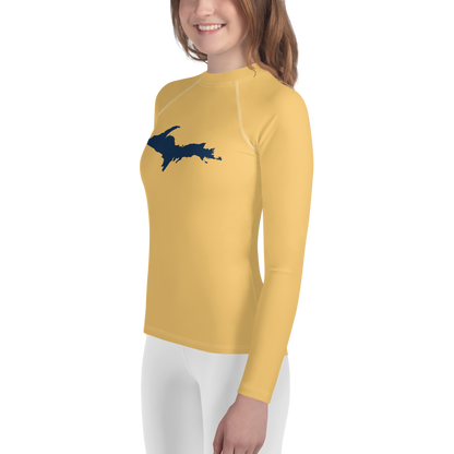 Michigan Upper Peninsula Rash Guard (w/ UP Outline) | Youth - Citrine