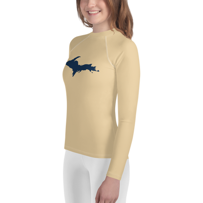 Michigan Upper Peninsula Rash Guard (w/ UP Outline) | Youth - Maple Color