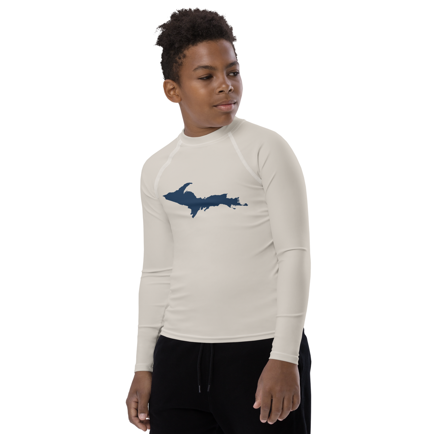 Michigan Upper Peninsula Rash Guard (w/ UP Outline) | Youth - Canvas Color