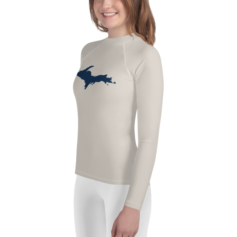 Michigan Upper Peninsula Rash Guard (w/ UP Outline) | Youth - Canvas Color