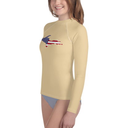 Michigan Upper Peninsula Rash Guard (w/ UP USA Flag) | Youth - Maple Color