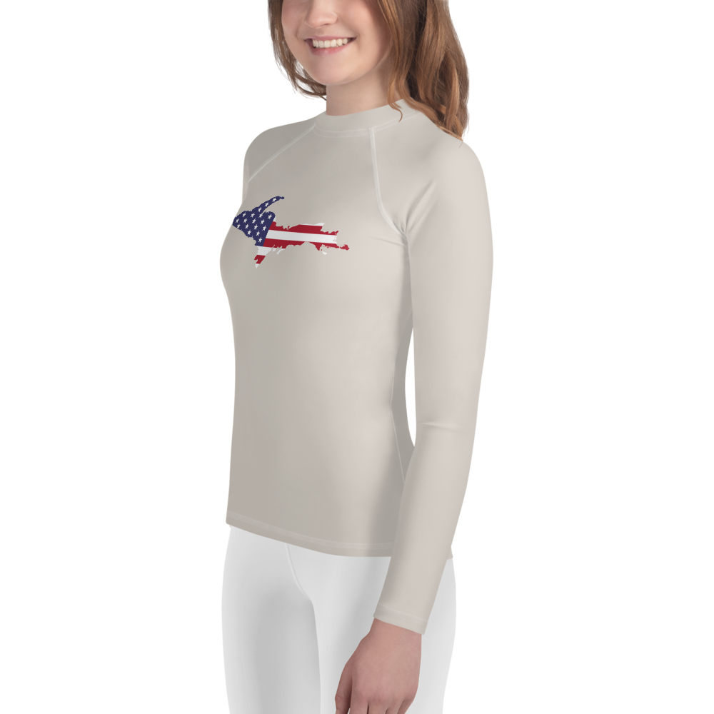 Michigan Upper Peninsula Rash Guard (w/ UP USA Flag) | Youth - Canvas Color